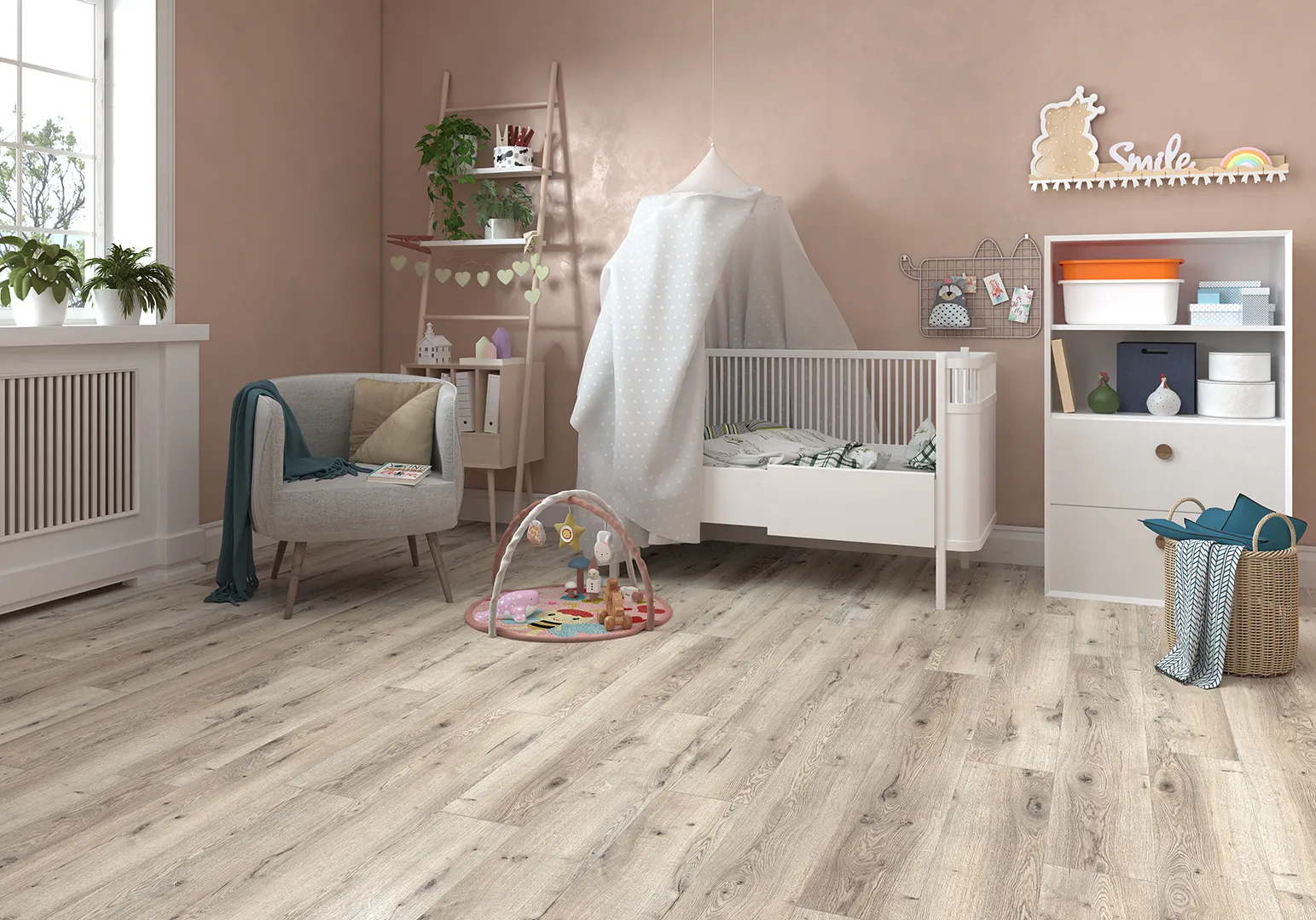 Klick-Laminatboden Eiche Summer Creme Landhausdielen