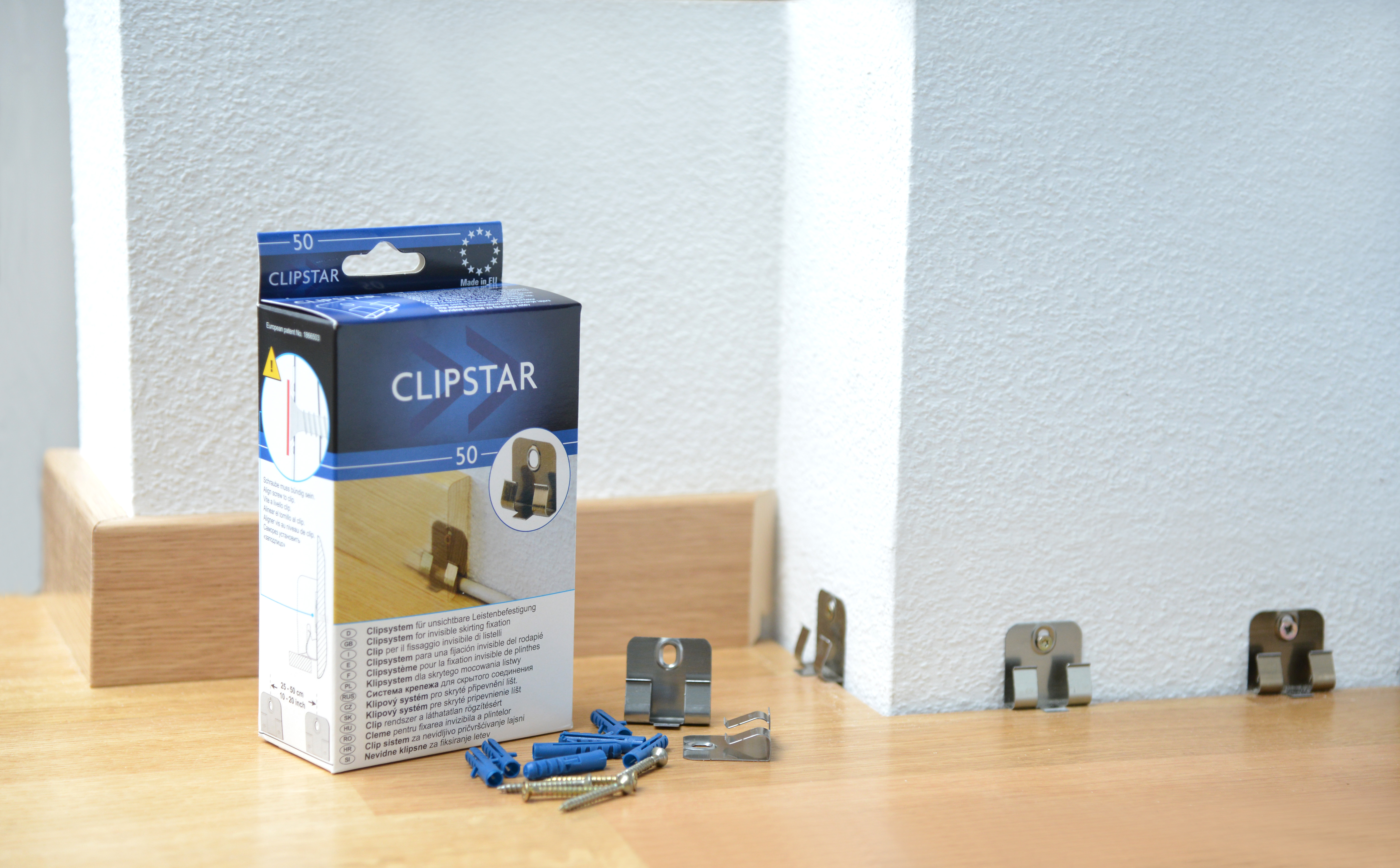 Clipstar-Befestigung für Sockelleisten