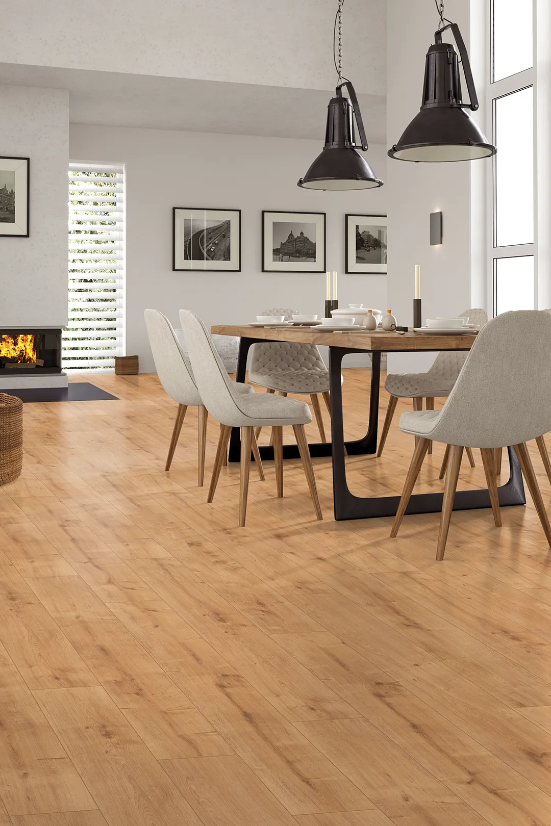 Klick-Laminatboden Eiche Burling natur Landhausdielen